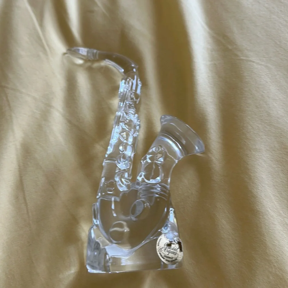 VTG German Crystal Saxophone Figurine 8” tall
